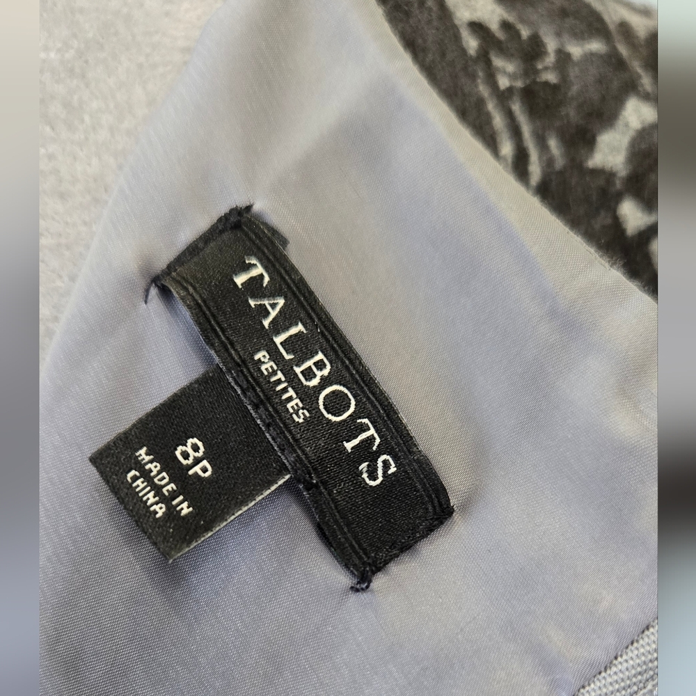 Talbots dress grey wool blend fit&flare black bodice design petite sz 8P - Picture 9 of 10